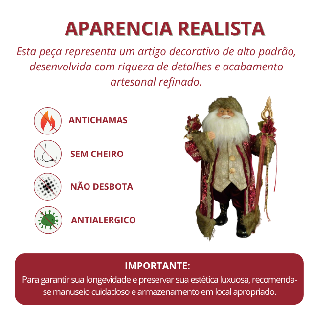 Estatueta Papai Noel Guardião do Natal 52 cm