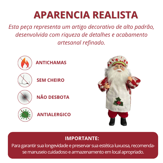 Estatueta Papai Noel Master Chefe 51 cm