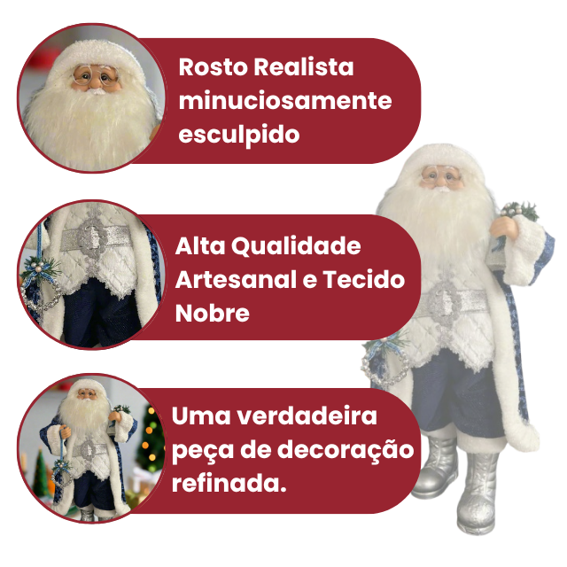 Estatueta Papai Noel Senhor das Neves 44 cm