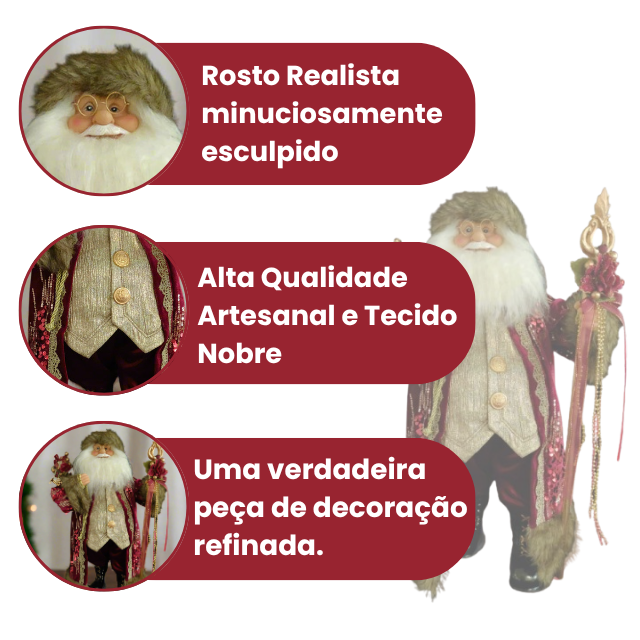 Estatueta Papai Noel Guardião do Natal 52 cm