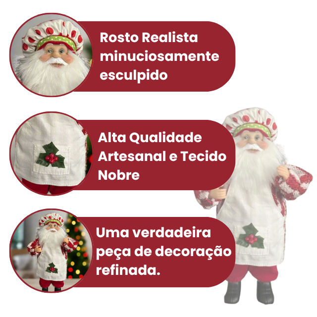 Estatueta Papai Noel Master Chefe 51 cm