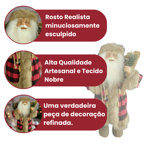 Estatueta Papai Noel Xadrez 49 cm
