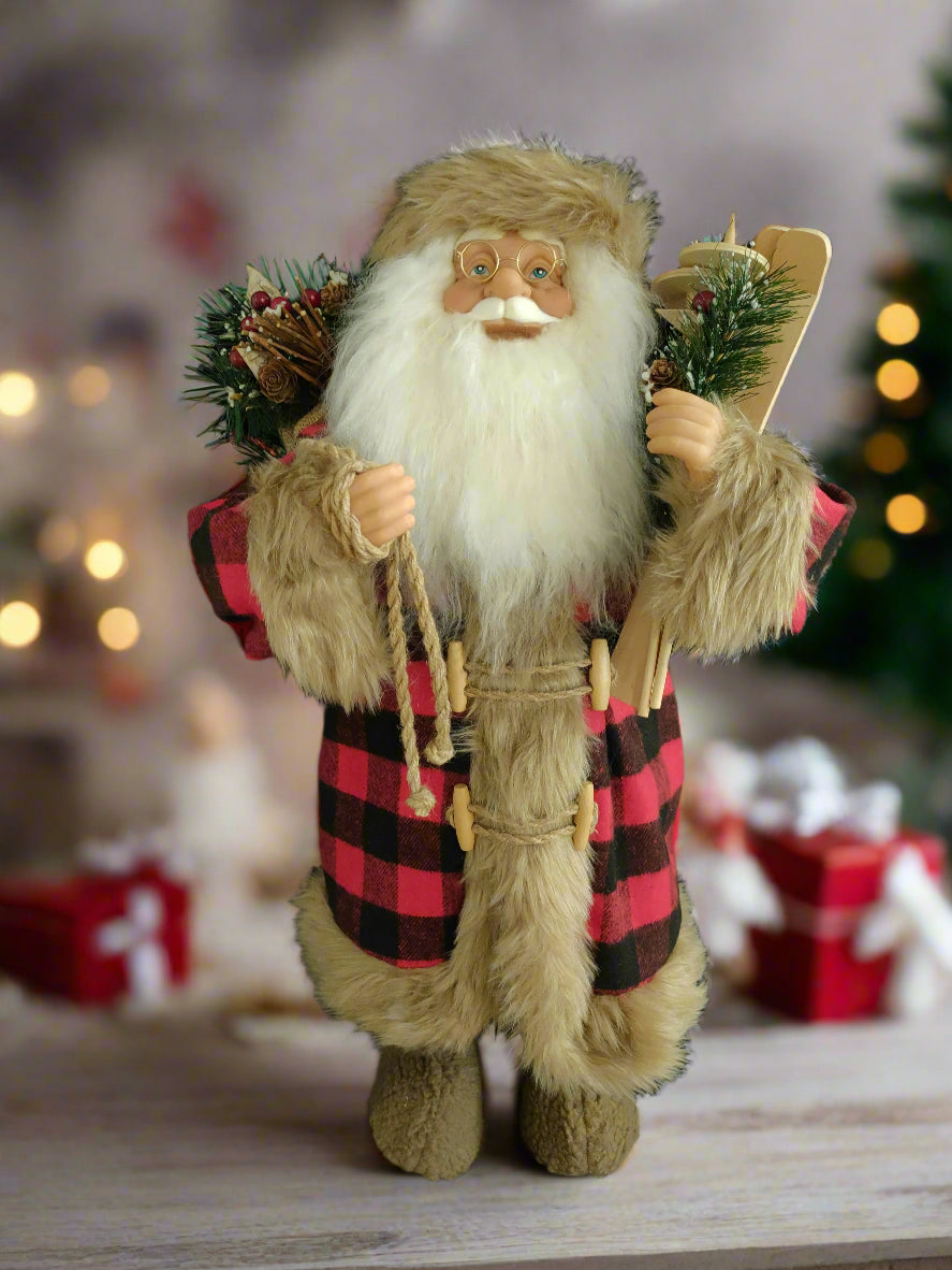Estatueta Papai Noel Xadrez 49 cm